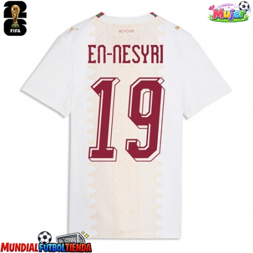 Camiseta Marruecos Youssef En-Nesyri #19 Segunda Equipación Replica Mundial 2026 para mujer mangas cortas